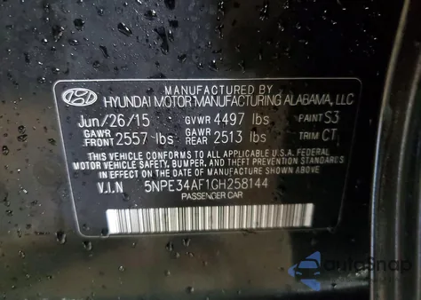 2016 Hyundai Sonata Sport из США, поврежденный, VIN 5NPE34AF1GH258144